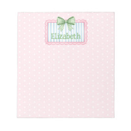 Bloc De Notas Pink and Blue Frame With Green Gingham Bow