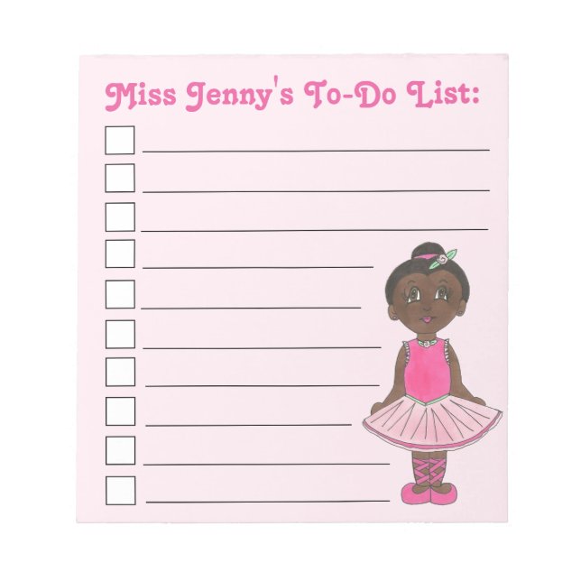 Bloc De Notas Pink Ballerina Ballet Dance Teacher To Do (Frente)