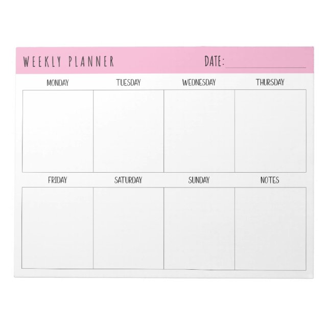 Bloc De Notas Pink, Black and White, Weekly Planner, (Frente)