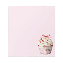Bloc De Notas Pink Bow Red Hearts Cupcake  