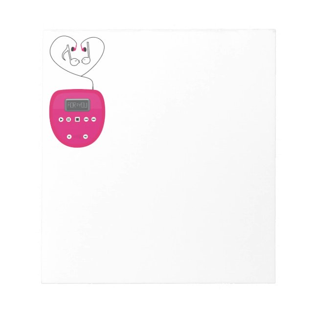 Bloc De Notas Pink CD Player with Earphones Kissing (Frente)