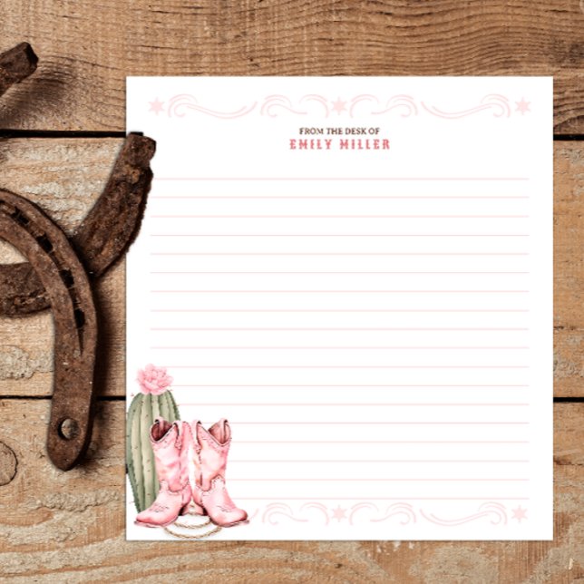 Bloc De Notas Pink Cowgirl Books para Baby Insert Card (Pink Country Boots notepad)