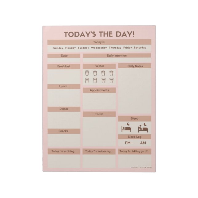 Bloc De Notas Pink Daily Planner | Planificador de productividad (Lado Izquierdo)