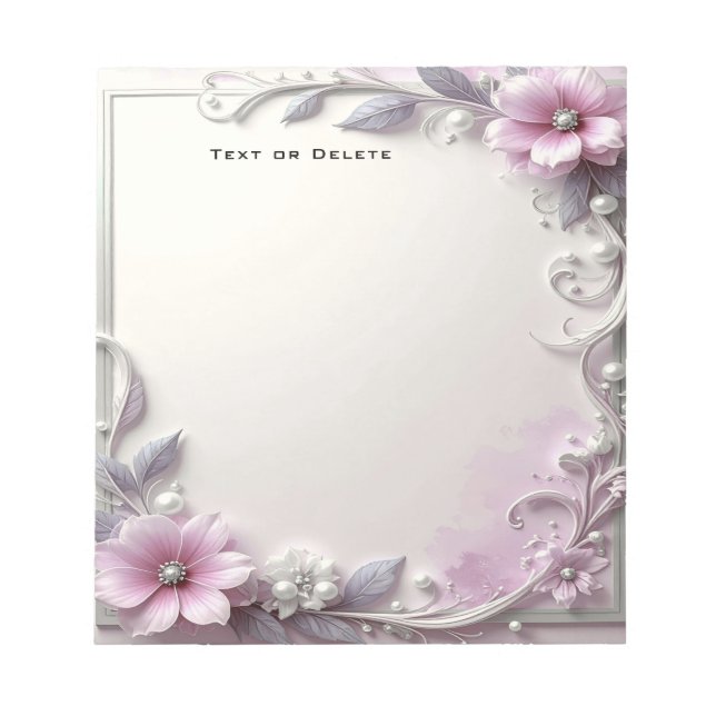 Bloc De Notas Pink Floral Frame Notepad (Frente)