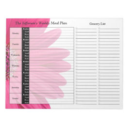 Bloc De Notas Pink Gerber Daisy Planificador de comidas personal