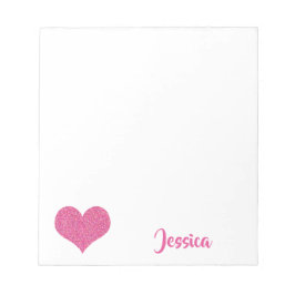 Bloc De Notas Pink Heart Personalized Girly Name