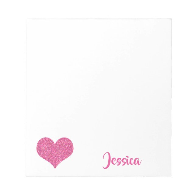 Bloc De Notas Pink Heart Personalized Girly Name (Frente)