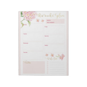 Bloc De Notas Pink Hydrangea Daily Planner