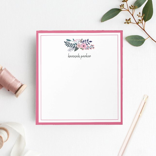 Bloc De Notas Pink Meadow | Floral personalizada (Subido por el creador)
