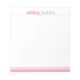Bloc De Notas Pink & Mint Modern Name Minimalist Notepad