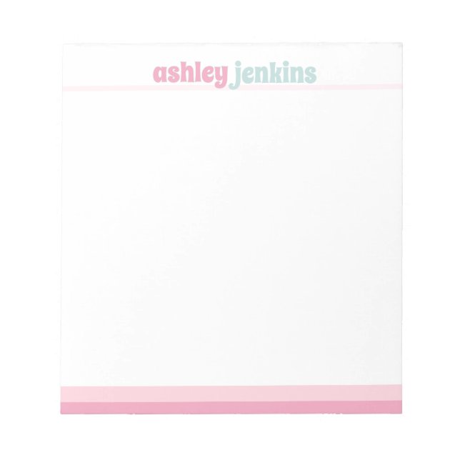 Bloc De Notas Pink & Mint Modern Name Minimalist Notepad (Frente)