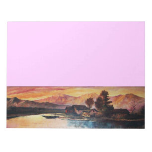 BLOC DE NOTAS PINK MOUNTAINS LAKE ALPINE SUNSET LANDSCAPE