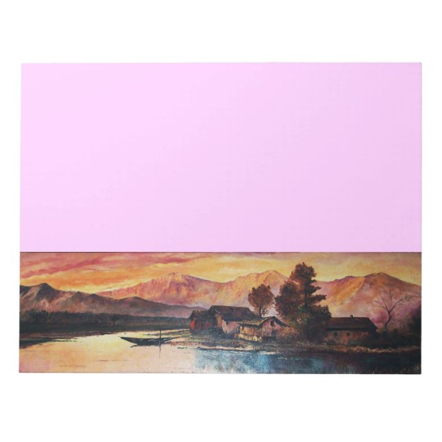 BLOC DE NOTAS PINK MOUNTAINS LAKE ALPINE SUNSET LANDSCAPE (Frente)
