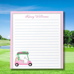 Bloc De Notas Pink Personalized Golf Cart Name Lined