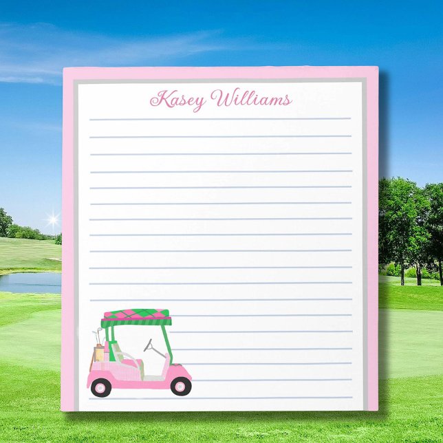 Bloc De Notas Pink Personalized Golf Cart Name Lined (Subido por el creador)