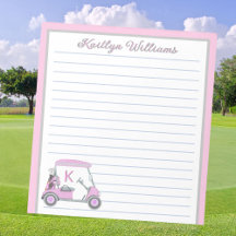 Pink Personalized Golf Cart Name Lined