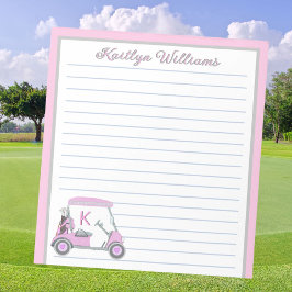 Bloc De Notas Pink Personalized Golf Cart Name Lined