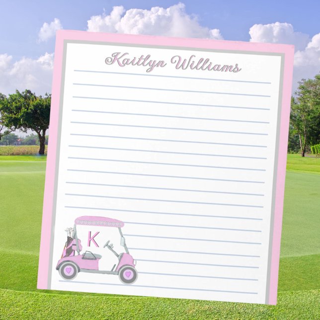 Bloc De Notas Pink Personalized Golf Cart Name Lined (Subido por el creador)