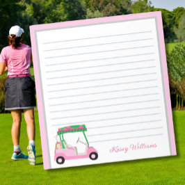 Bloc De Notas Pink Personalized Golf Cart Name Lined