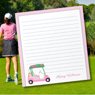 Bloc De Notas Pink Personalized Golf Cart Name Lined