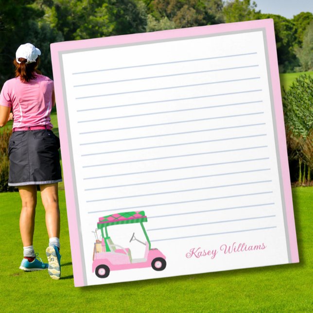 Bloc De Notas Pink Personalized Golf Cart Name Lined (Subido por el creador)