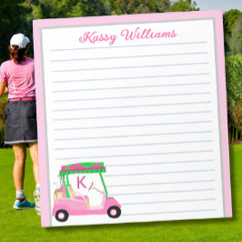 Bloc De Notas Pink Personalized Golf Cart Name Lined