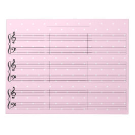Bloc De Notas Pink Polka Dot Grand Staff Piano Music Stationary