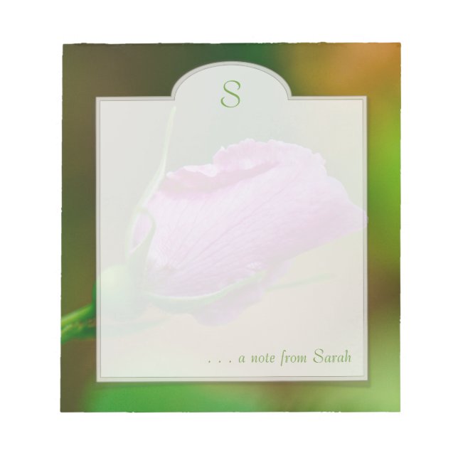 Bloc De Notas Pink Rosebud Wildflower Custom Notepad (Frente)