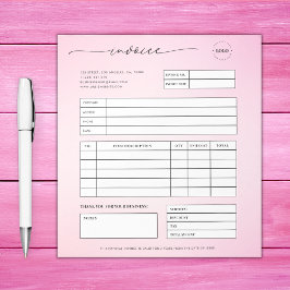 Bloc De Notas Pink Script Small Business Sales Invoice Receipt
