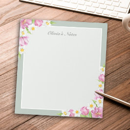 Bloc De Notas Pink Tulips & Daffodils Spring Flowers Notepad