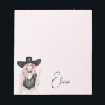 Bloc De Notas Pink White Black Stripes<br><div class="desc">Pink Hair Girl Black Hat Spider Web Top</div>