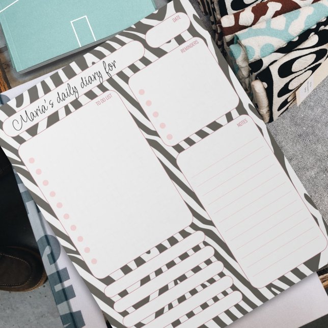Bloc De Notas Pink Zebra Daily Planner Notes and To Do List (Subido por el creador)