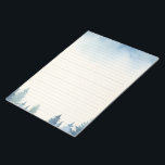 Bloc De Notas Pinos azules de invierno alineados con la membrana<br><div class="desc">Este pinar azul invernal bordeado de nenúfares cuenta con un sereno ilustracion acuarela de pinos con tejado de nieve a lo largo de la frontera y un suave lavado de cielo azul en la parte superior. La tranquila escena del invierno ofrece un bello telón de fondo para escribir cartas, tomar...</div>