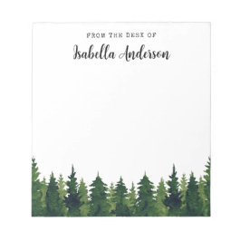 Bloc De Notas Pinos de color de agua y vegetación personalizados