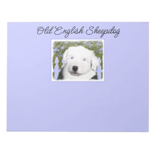 Bloc De Notas Pintado de cachorro de perro de oveja inglés antig