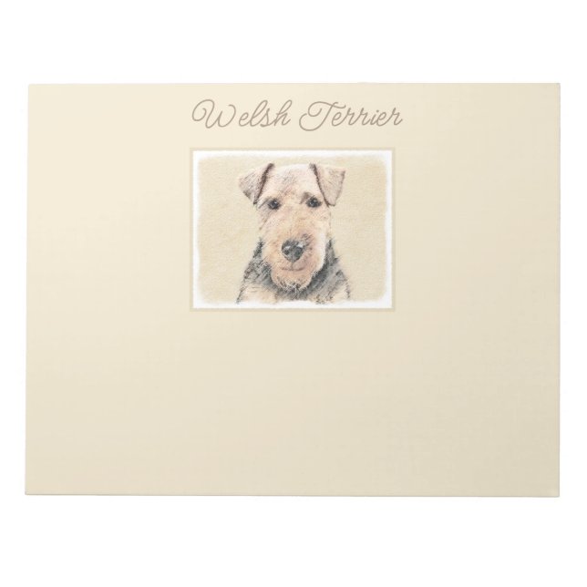 Bloc De Notas Pintado de Welsh Terrier - Arte de perro original  (Frente)