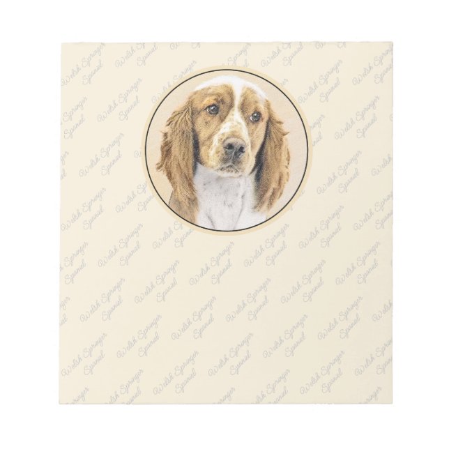 Bloc De Notas Pintado español de Springer galesa - Arte de perro (Frente)
