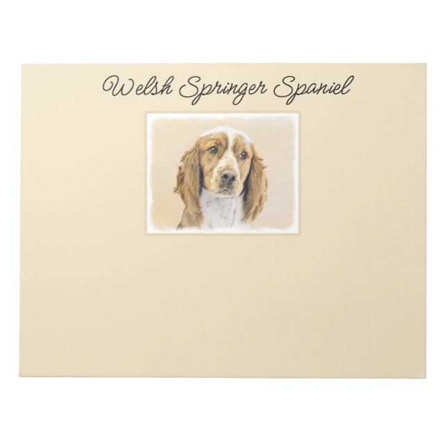 Bloc De Notas Pintado español de Springer galesa - Arte de perro (Frente)