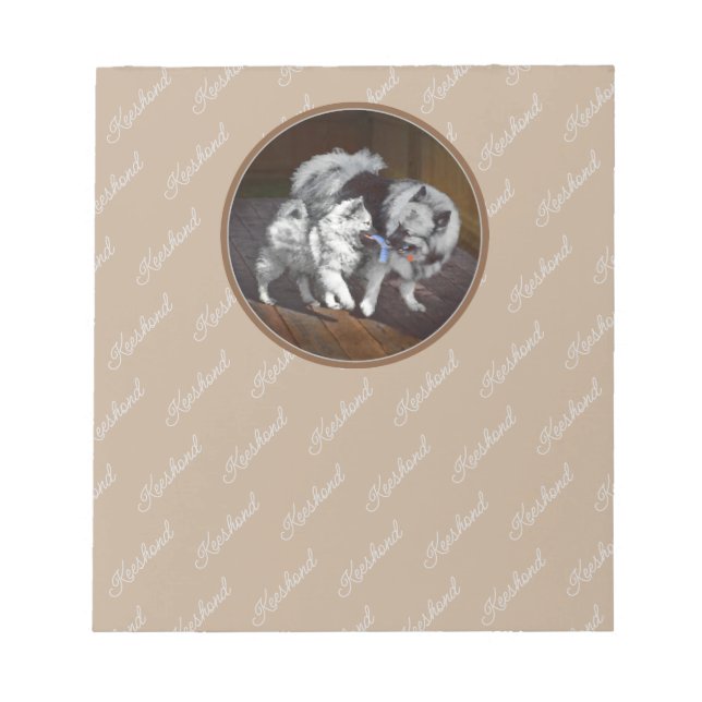 Bloc De Notas Pintado Keeshond Playtime - Arte Perro Original. (Frente)