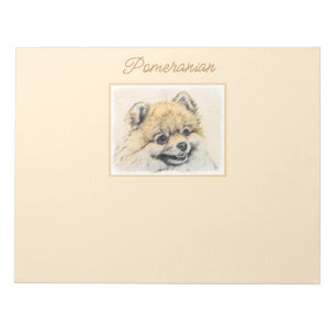 Bloc De Notas Pintado pomerano (Naranja) - Art original de perro
