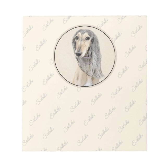 Bloc De Notas Pintado Saluki (Amanecer) - Arte Perro Original Cu (Frente)
