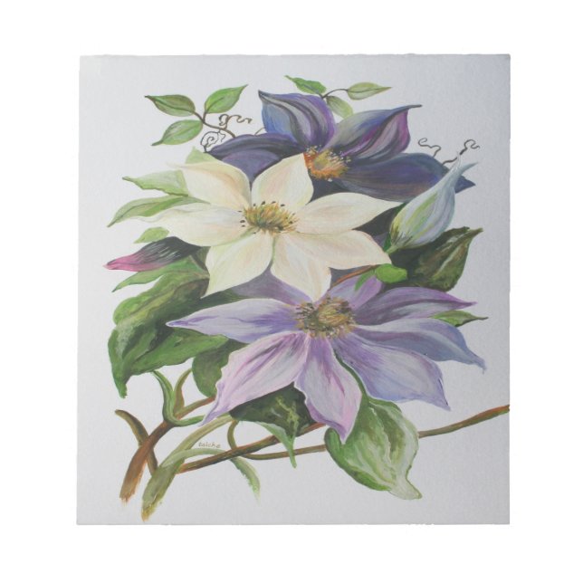 Bloc De Notas Pintura acrílica de Lilac Clematis Vine (Frente)