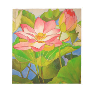 Bloc De Notas pintura acuarela rosa Lotus