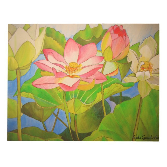 Bloc De Notas pintura acuarela rosa Lotus (Frente)