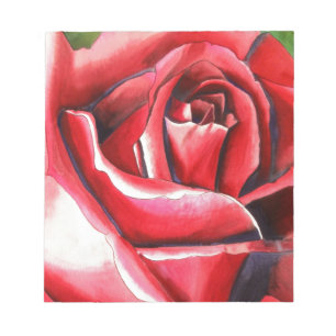 Bloc De Notas Pintura de acuarela de flores de Rosa de Crimson