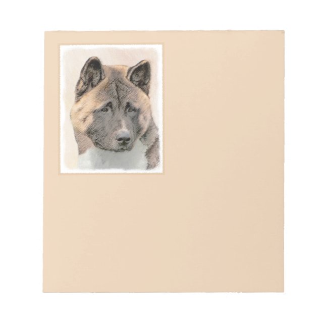 Bloc De Notas Pintura de Akita - Arte de Perro Original. (Frente)