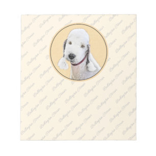 Bloc De Notas Pintura de Bedlington Terrier - Original Perro Art