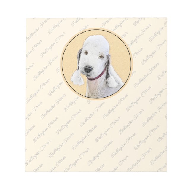 Bloc De Notas Pintura de Bedlington Terrier - Original Perro Art (Frente)