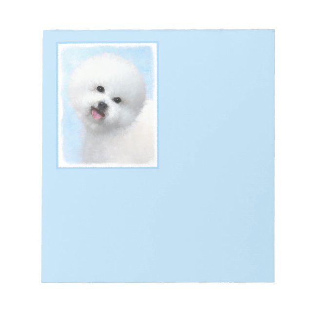 Bloc De Notas Pintura de Bichon Frise - Arte de Perro Original. (Frente)