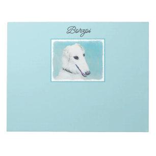 Bloc De Notas Pintura de Borzoi (blanco) - Arte de perro origina